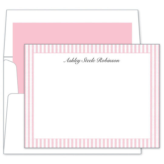Pink Seersucker Flat Note Cards